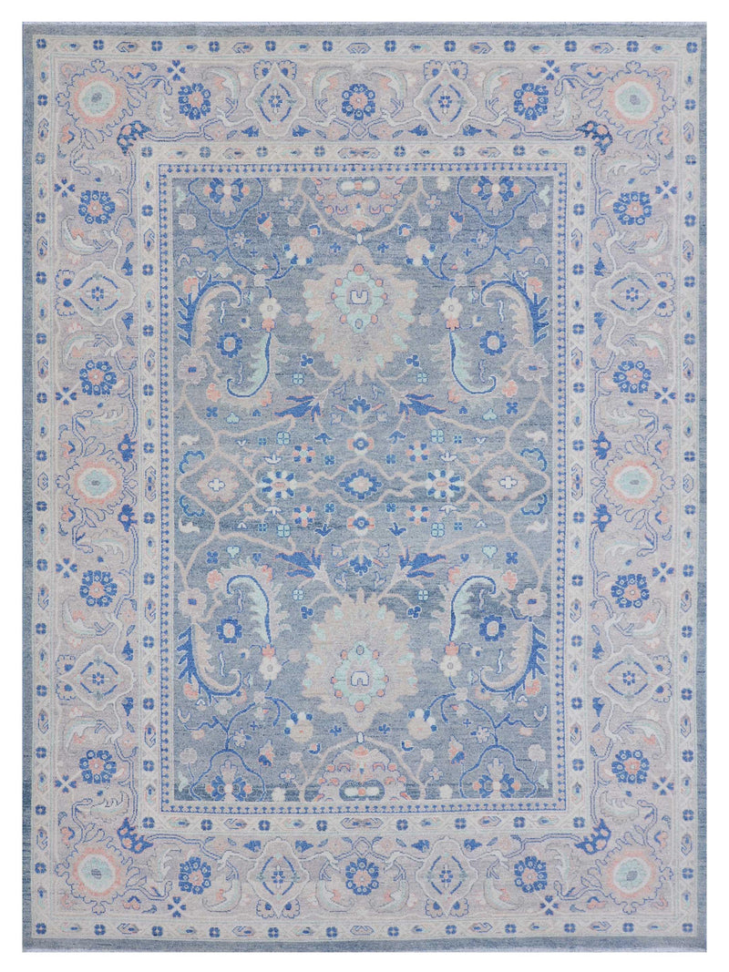 Pacific Ushak Wool Weft  Grey Sky Blue Transitional