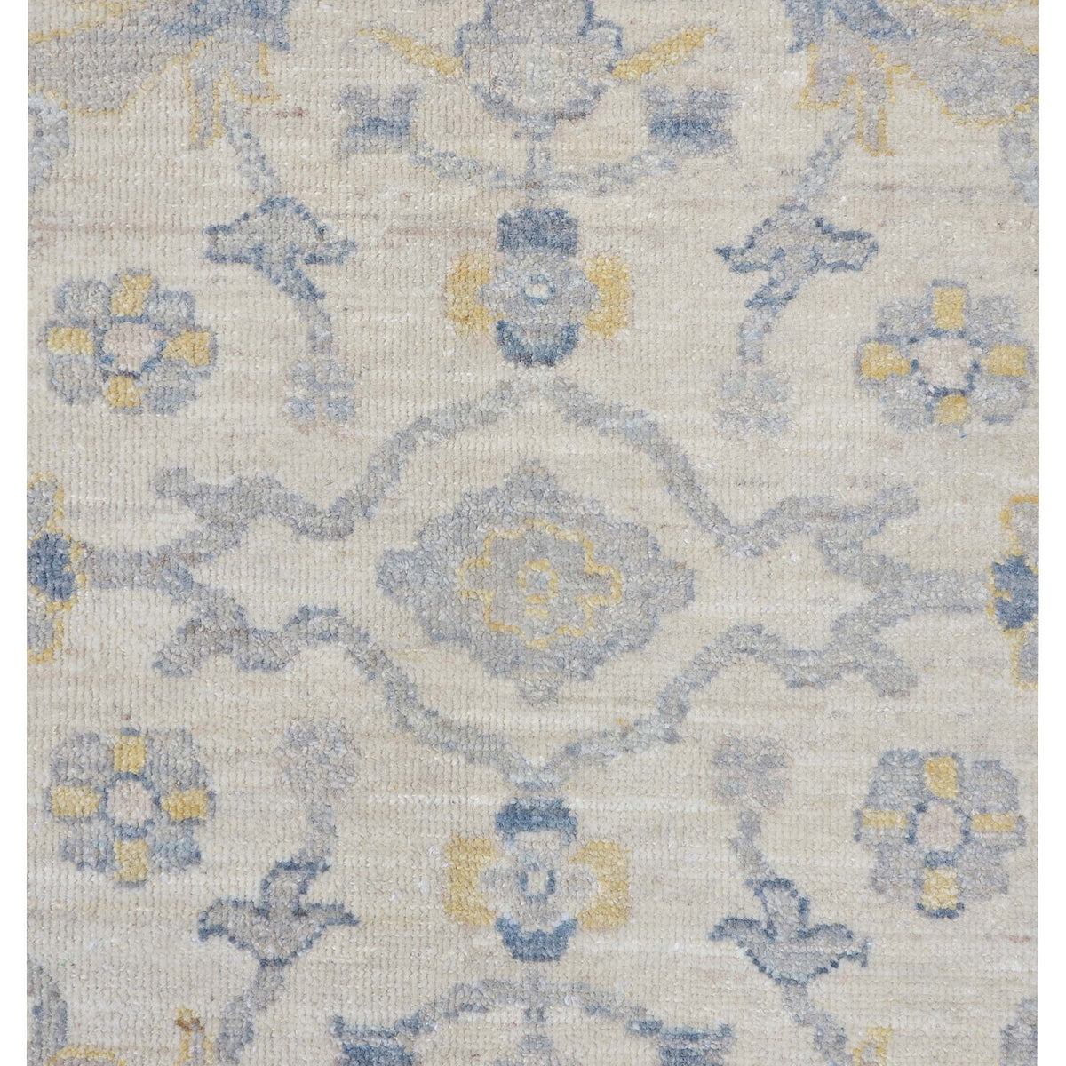 Pacific Ushak Wool Weft 43417 Ivory White Transitional Hand Knotted Rug