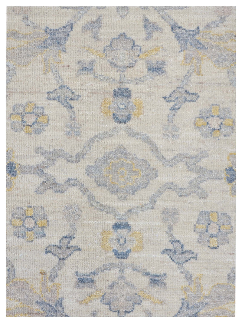 Pacific Ushak Wool Weft 43417 Ivory White Transitional Hand Knotted Rug