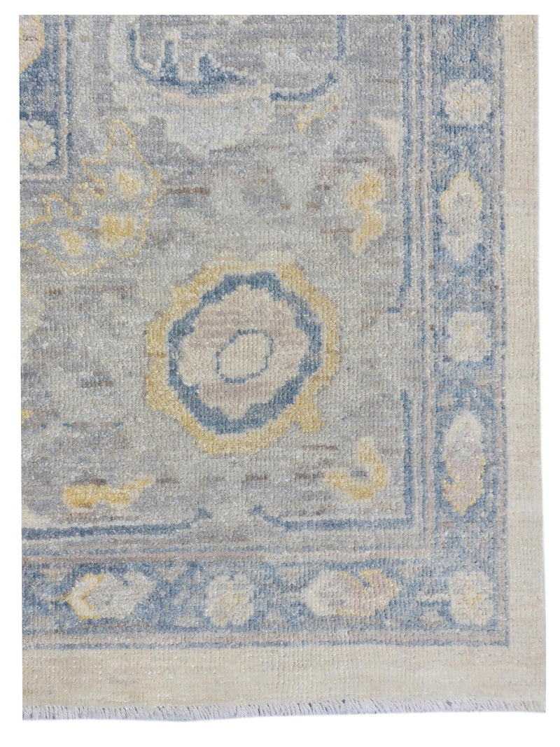 Pacific Ushak Wool Weft 43417 Ivory White Transitional Hand Knotted Rug