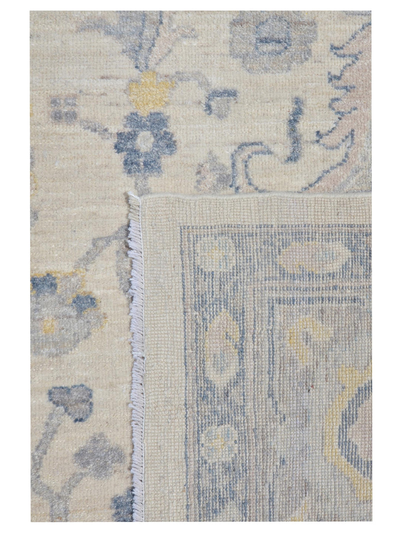 Pacific Ushak Wool Weft 43417 Ivory White Transitional Hand Knotted Rug