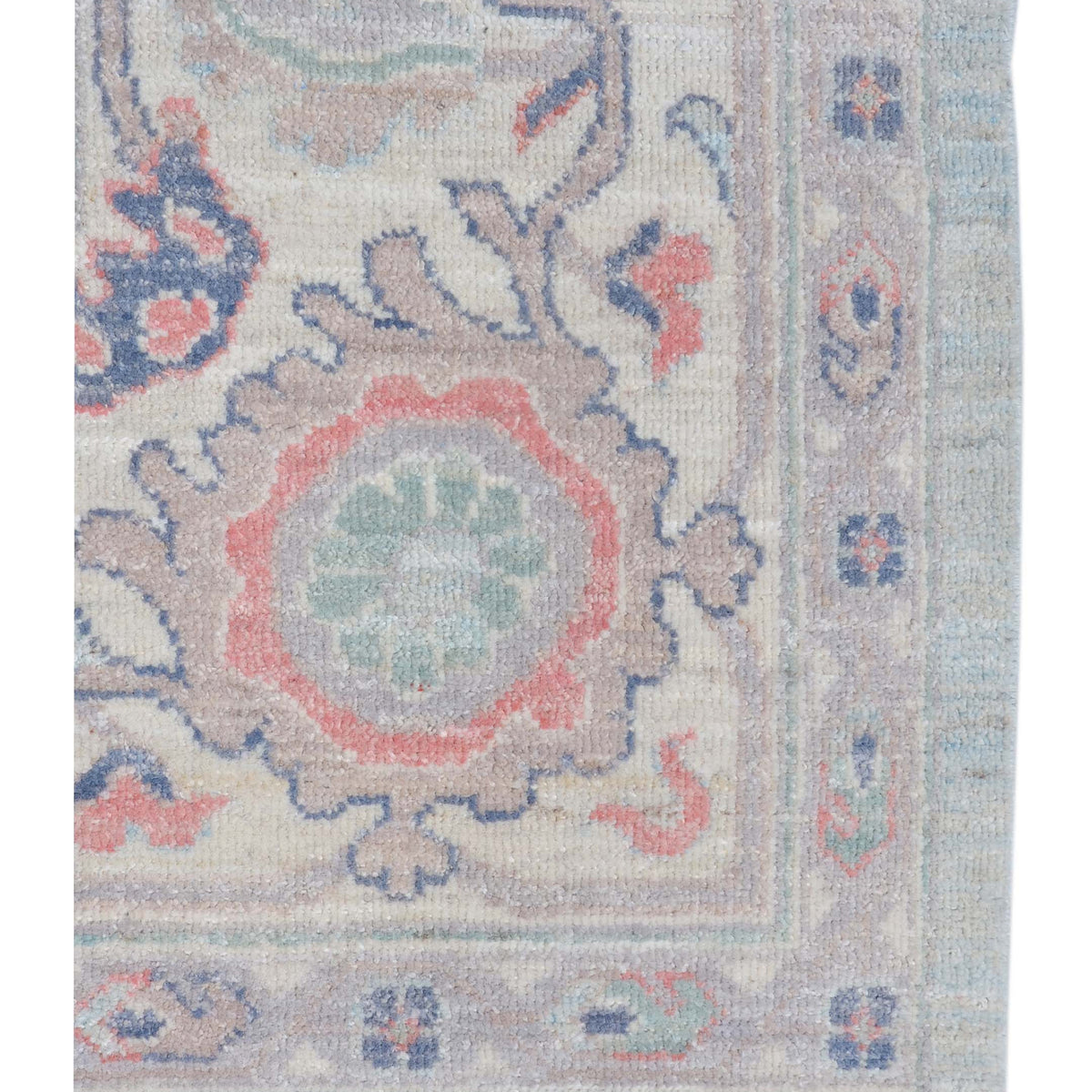 Pacific Ushak Wool Weft 43419 Grey Ivory Transitional Hand Knotted Rug