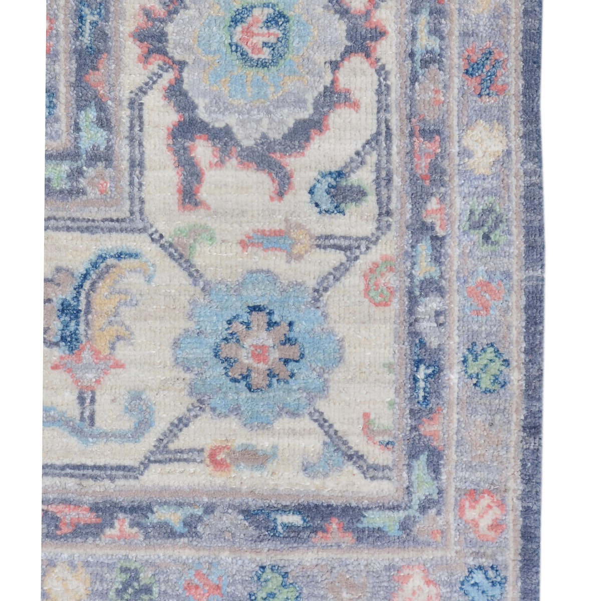 Pacific Ushak Wool Weft 43420 Grey Ivory Transitional Hand Knotted Rug