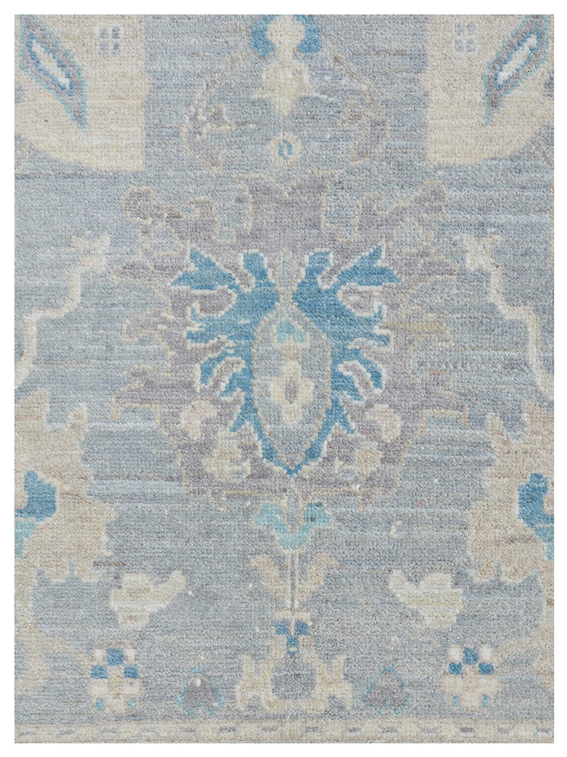 Pacific Ushak Wool Weft 43425 Green Ivory Transitional Hand Knotted Rug