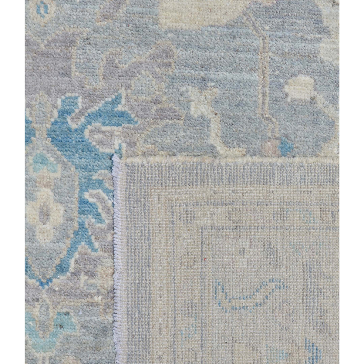 Pacific Ushak Wool Weft 43425 Green Ivory Transitional Hand Knotted Rug