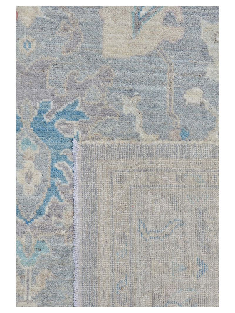 Pacific Ushak Wool Weft 43425 Green Ivory Transitional Hand Knotted Rug