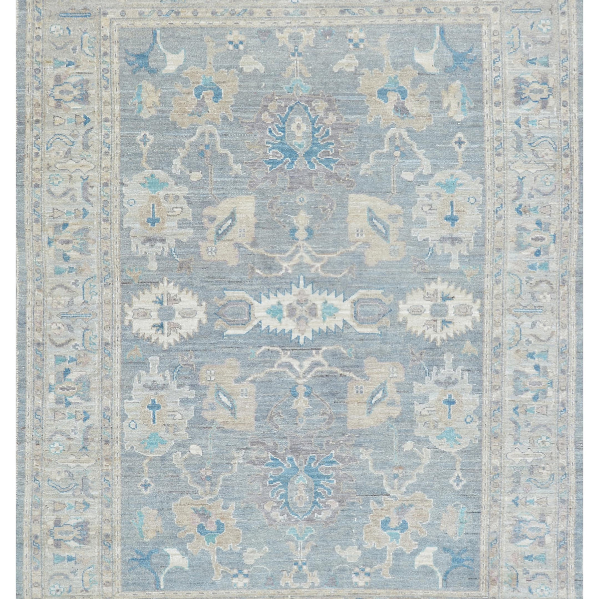 Pacific Ushak Wool Weft  Green Ivory Transitional