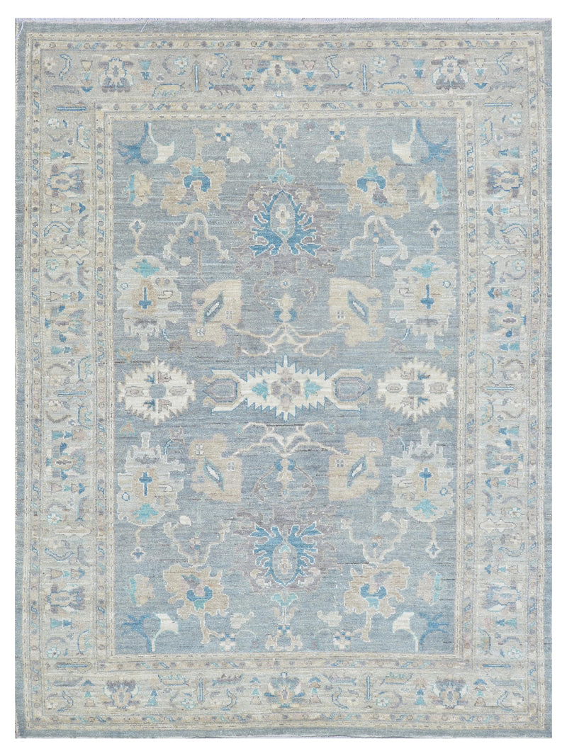 Pacific Ushak Wool Weft  Green Ivory Transitional