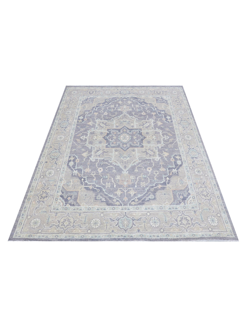 Pacific Ushak 43430 Grey Ivory Transitional Hand Knotted Rug