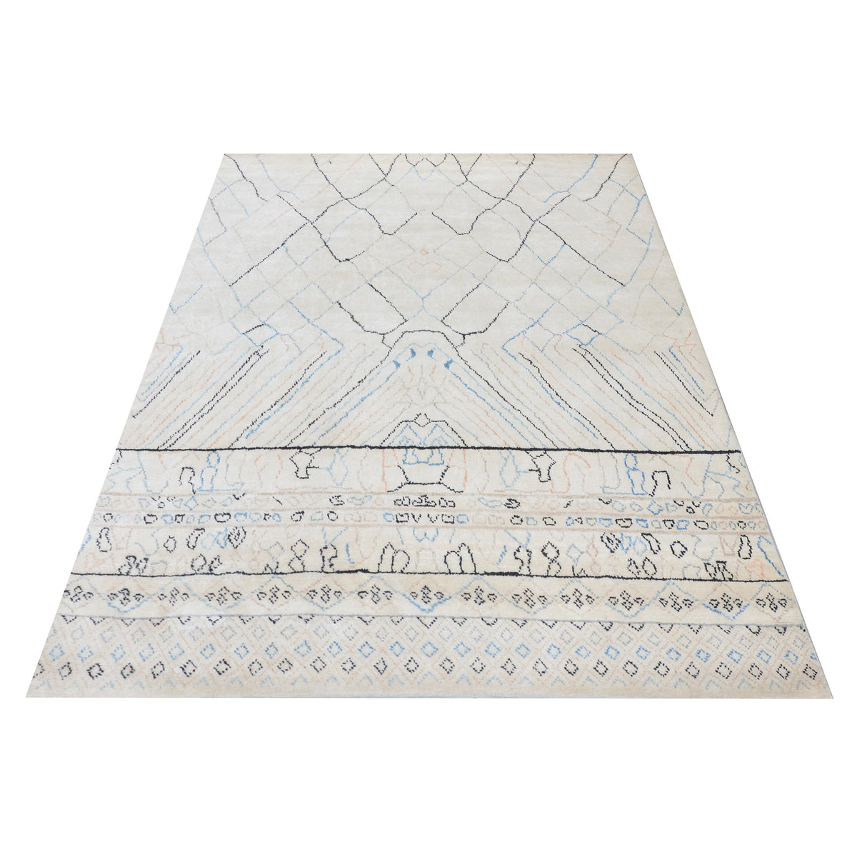 Pacific Moroccan 43431 Ivory Ivory Transitional Hand Knotted Rug