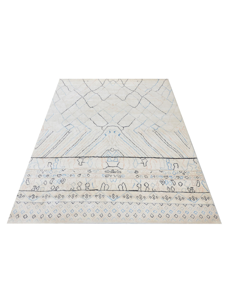 Pacific Moroccan 43431 Ivory Ivory Transitional Hand Knotted Rug