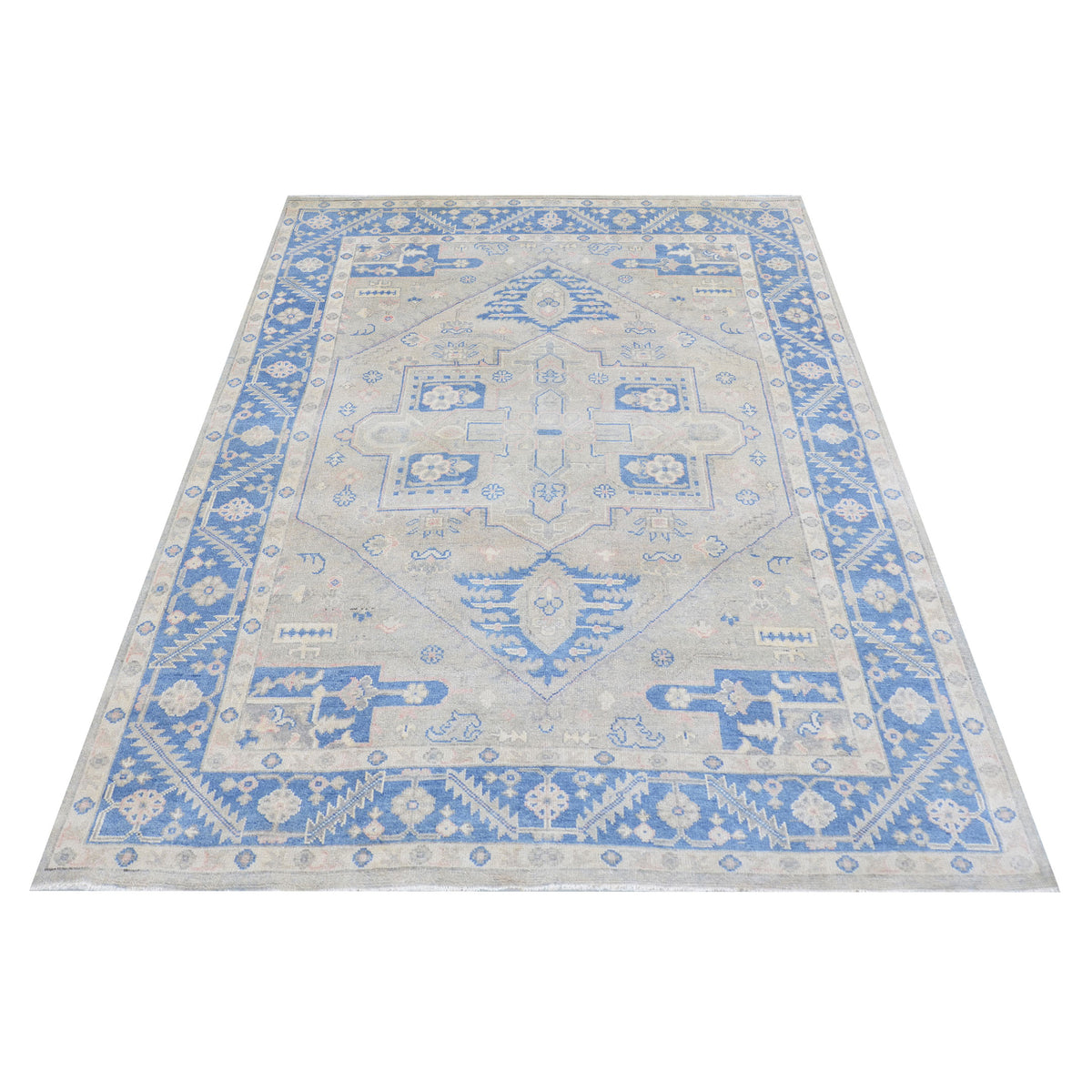 Pacific Ushak 43433 Blue Blue Transitional Hand Knotted Rug