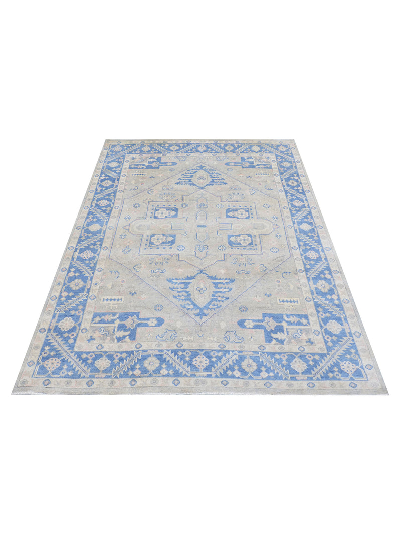 Pacific Ushak 43433 Blue Blue Transitional Hand Knotted Rug