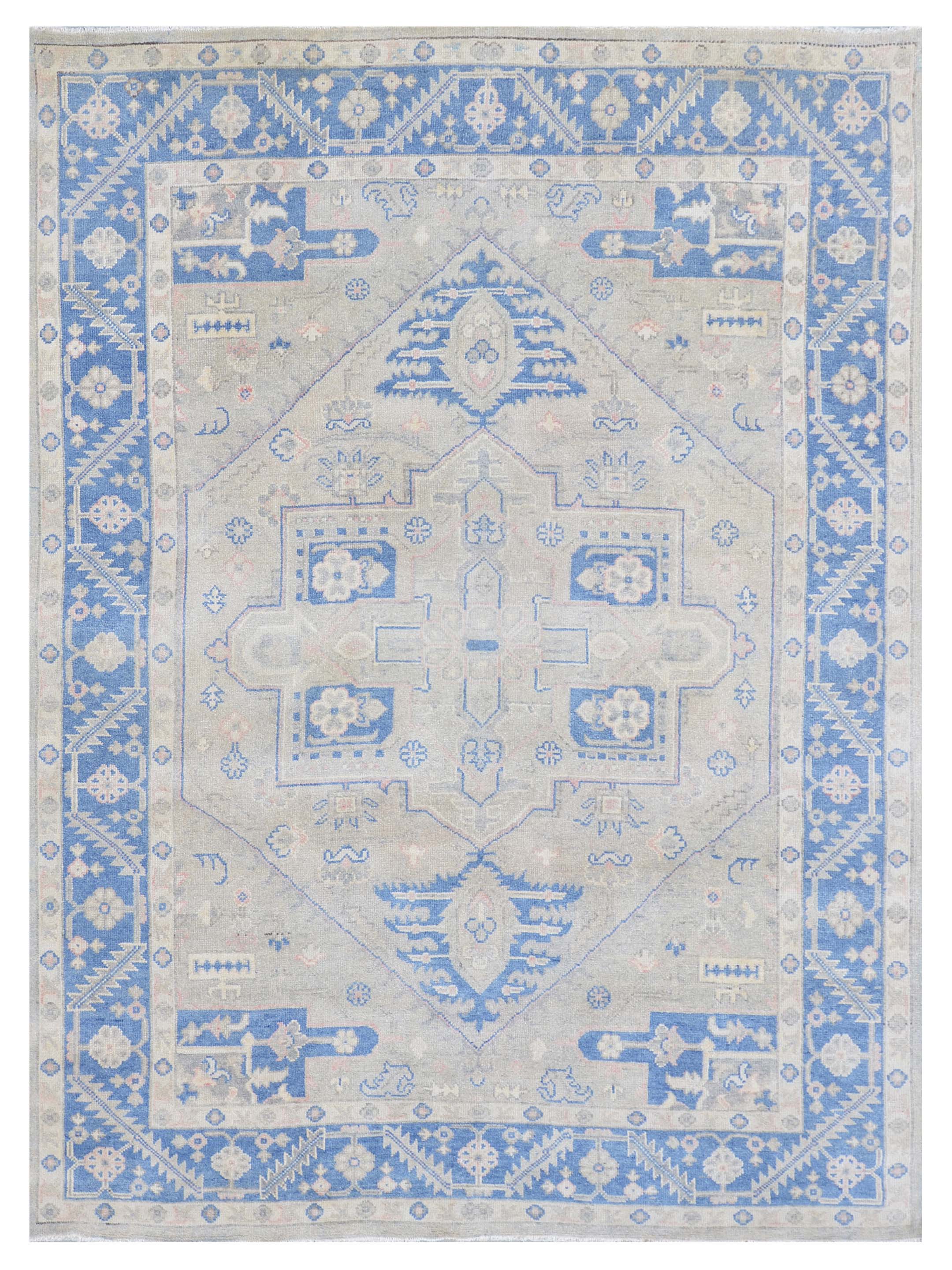 Pacific Ushak 43433 Blue Blue Transitional Hand Knotted Rug – Pacific Rugs