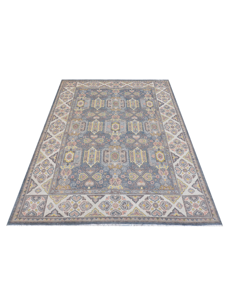 Pacific Ushak 43439 Grey Ivory Transitional Hand Knotted Rug