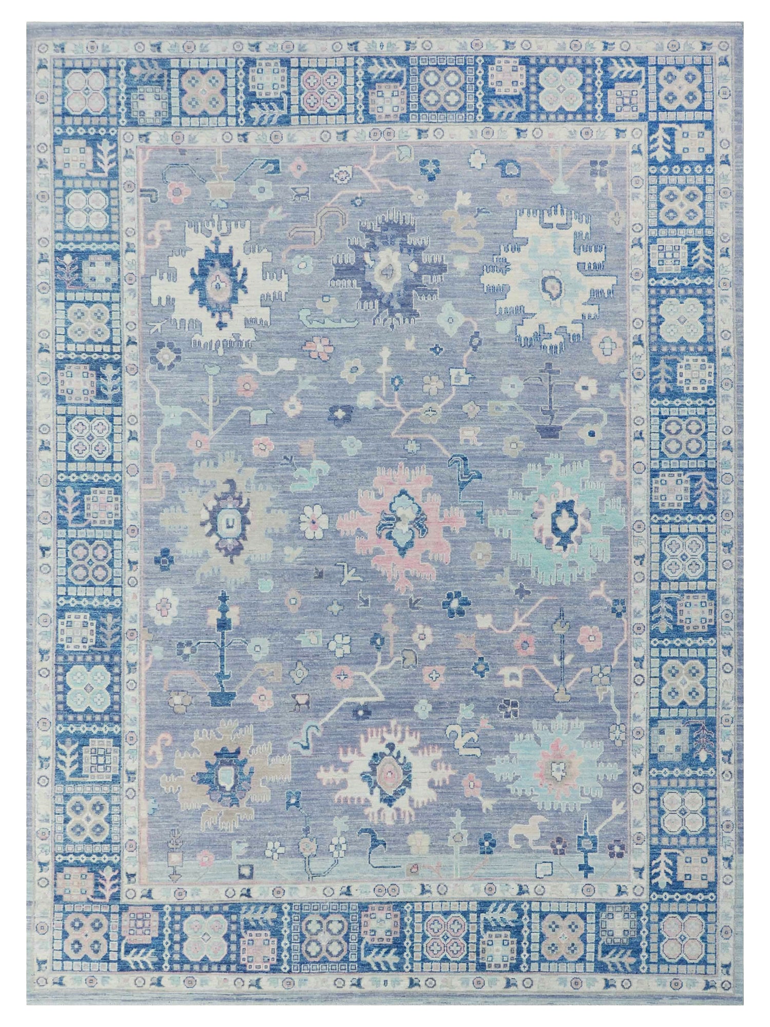 Pacific Ushak Wool Weft  Grey Blue Transitional