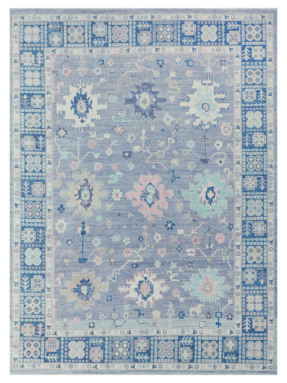 Pacific Ushak Wool Weft  Grey Blue Transitional