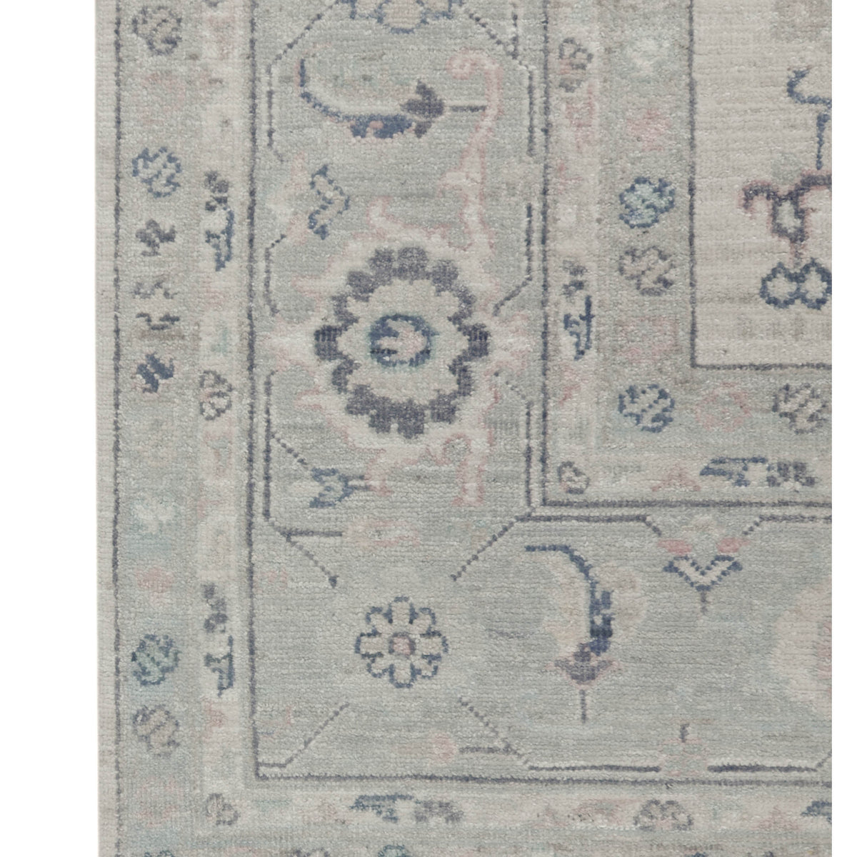 Pacific Ushak Wool Weft 43446 Ivory Lt.Grey Transitional Hand Knotted Rug
