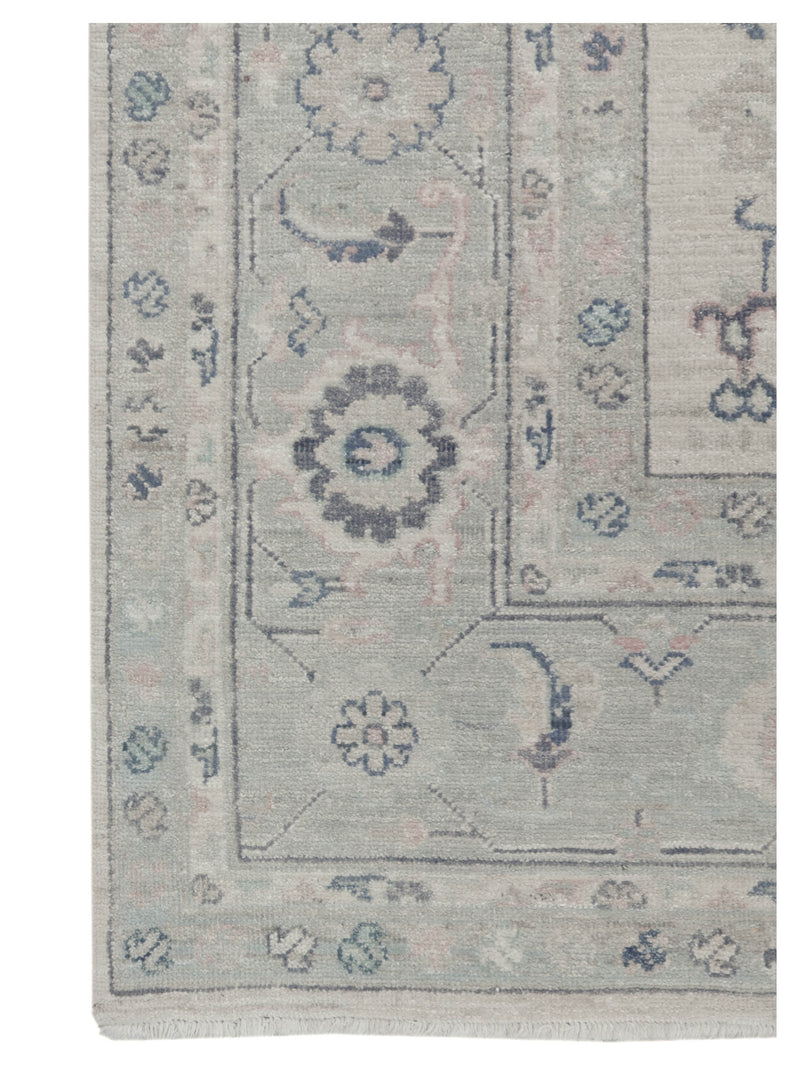 Pacific Ushak Wool Weft 43446 Ivory Lt.Grey Transitional Hand Knotted Rug