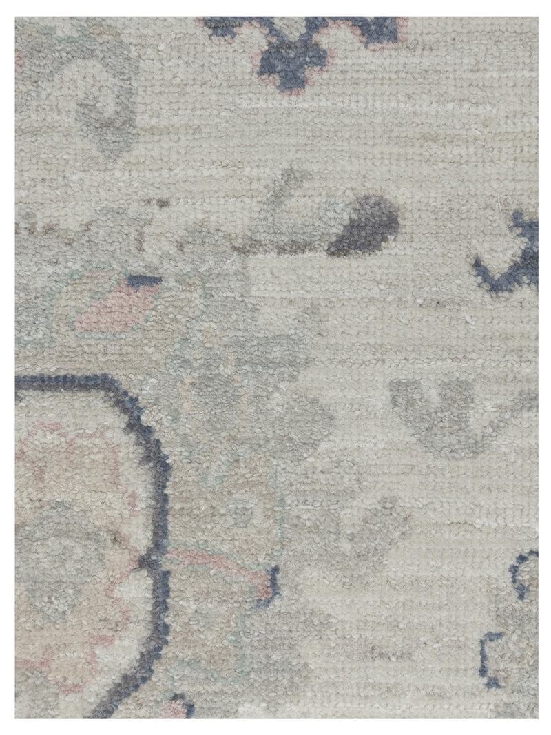 Pacific Ushak Wool Weft 43446 Ivory Lt.Grey Transitional Hand Knotted Rug