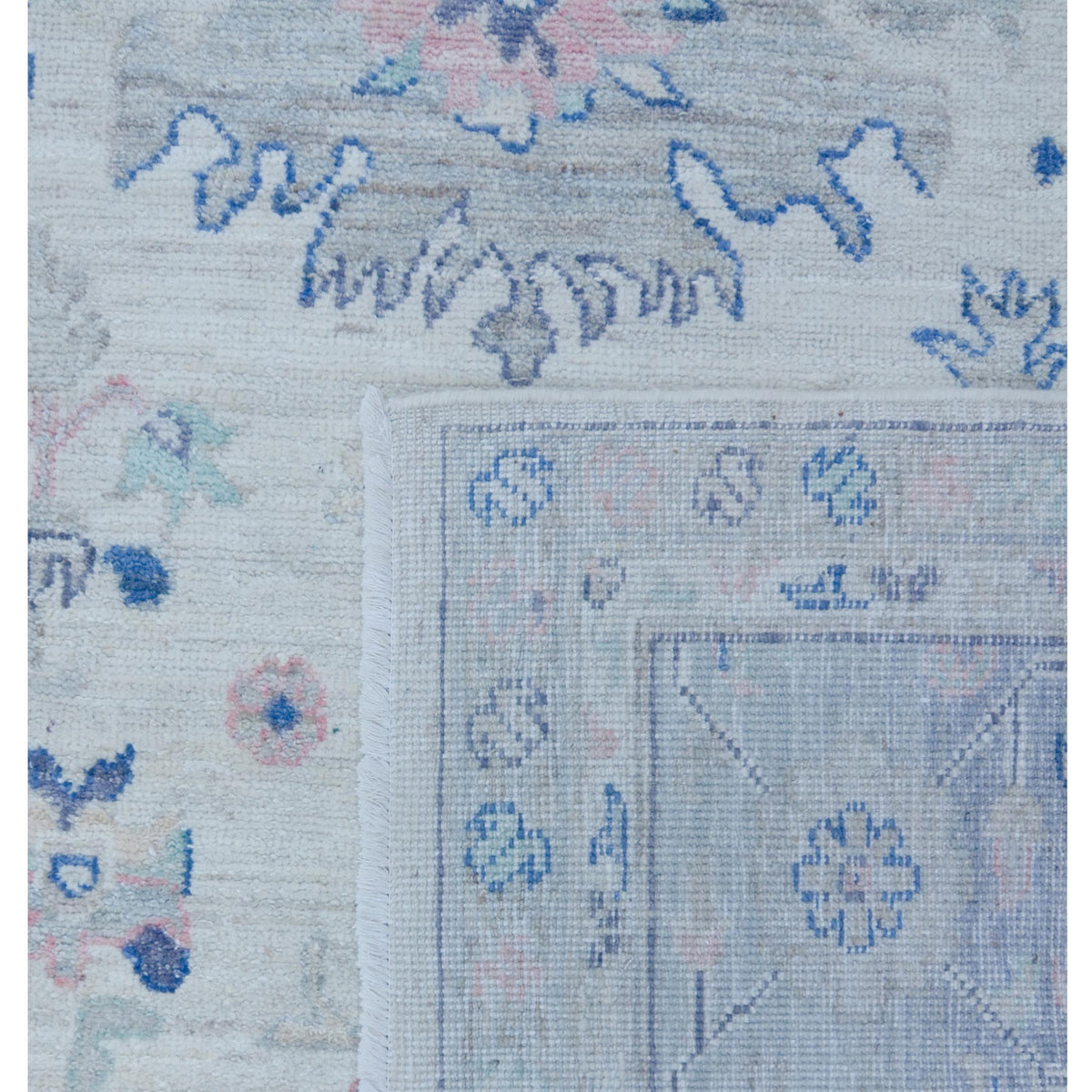 Pacific Ushak Wool Weft 43446 Ivory Lt.Grey Transitional Hand Knotted Rug