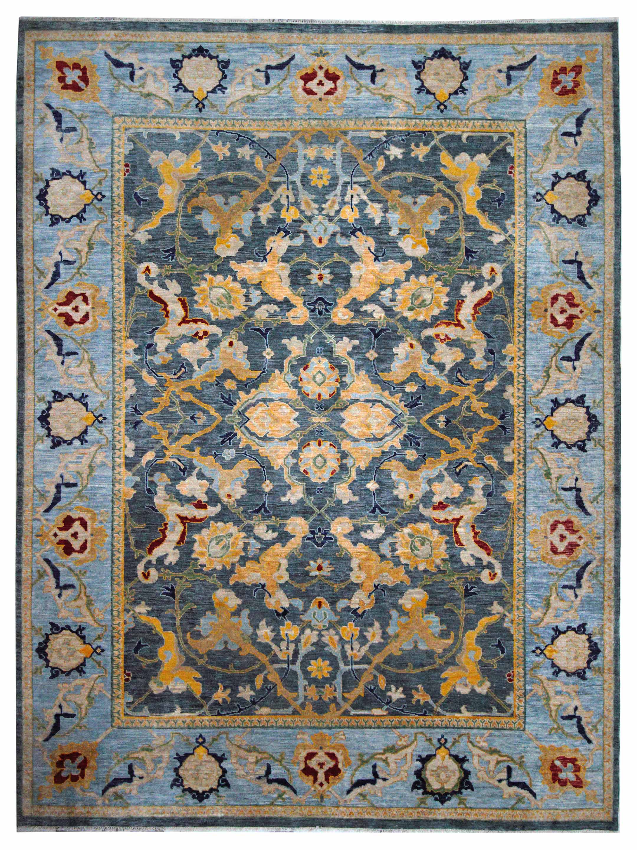 Pacific Anatolian Revival 43465 D.Grey Blue Traditional Hand Knotted R ...