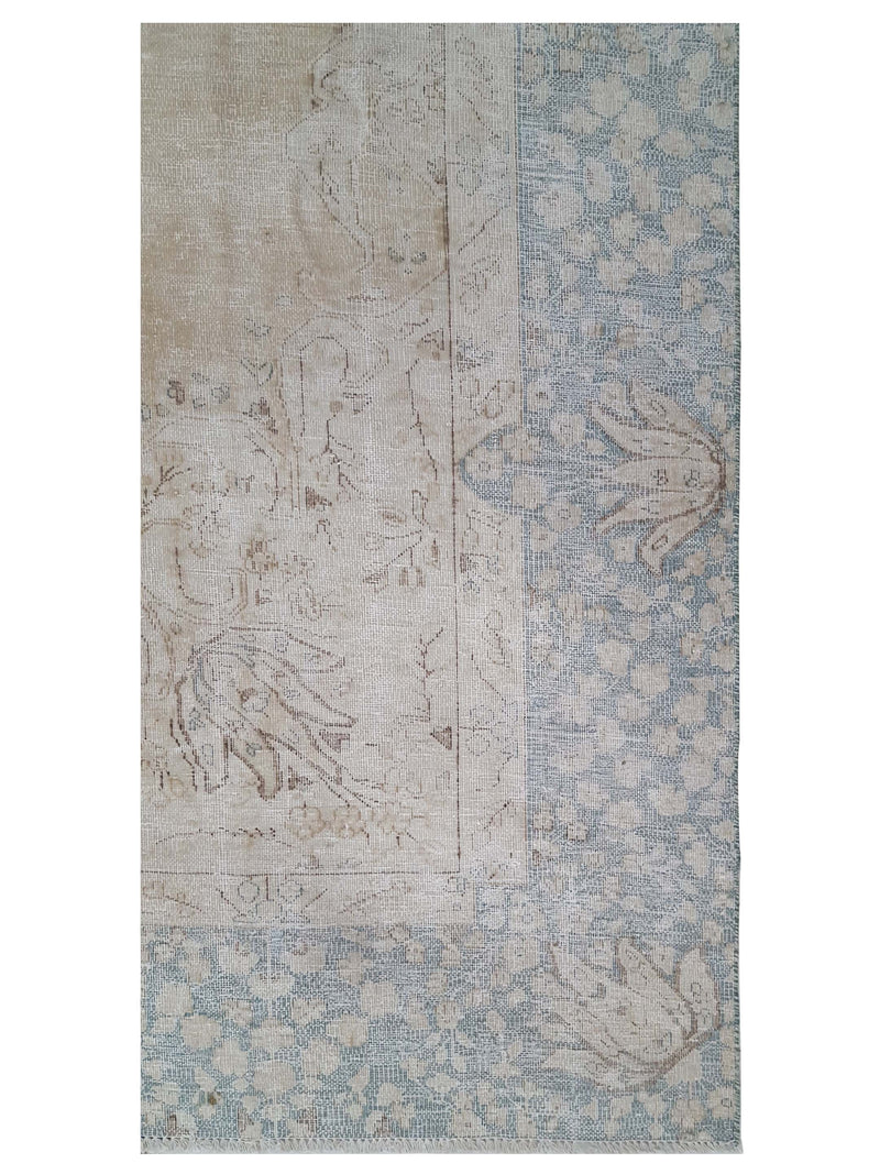 Pacific Vintage 43471 Beige Blue Vintage Hand Knotted Rug