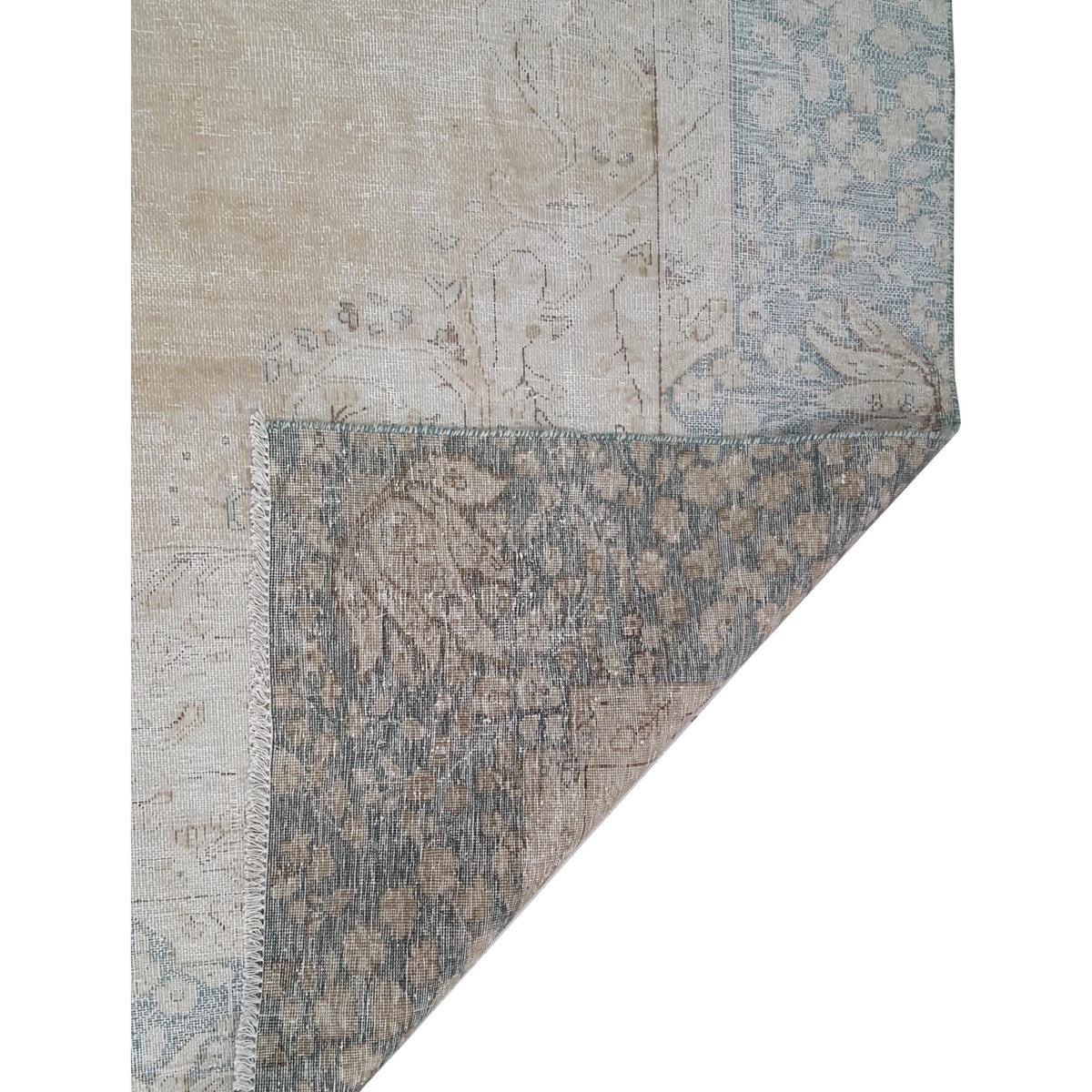 Pacific Vintage 43471 Beige Blue Vintage Hand Knotted Rug