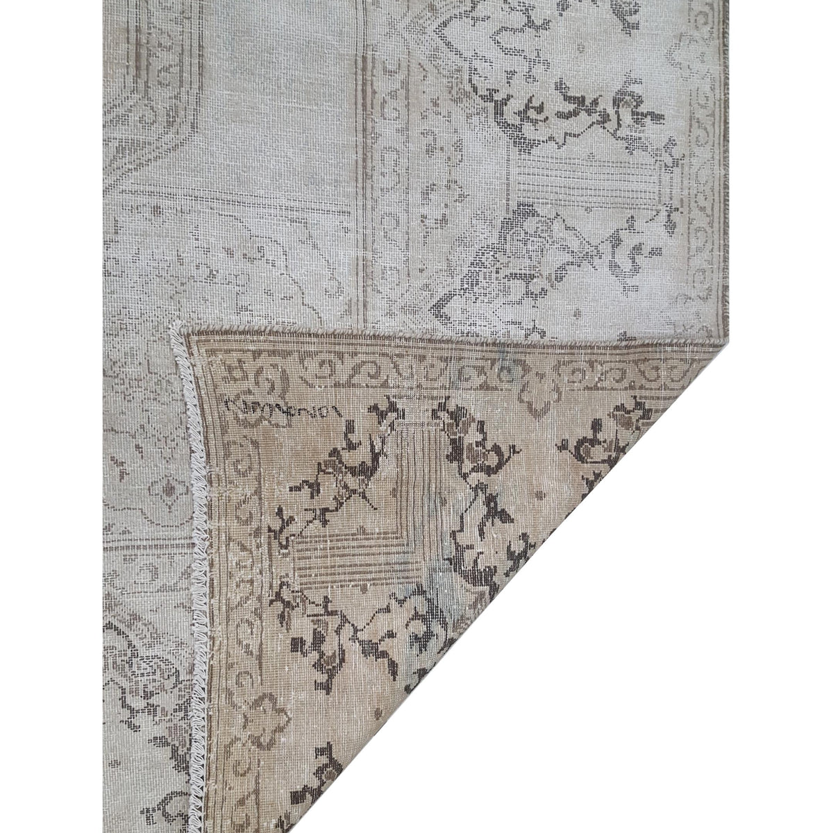 Pacific Vintage 43483 Ivory Brown Vintage Hand Knotted Rug
