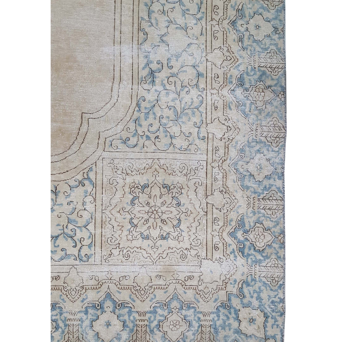 Pacific Vintage 43498 Ivory Blue Vintage Hand Knotted Rug