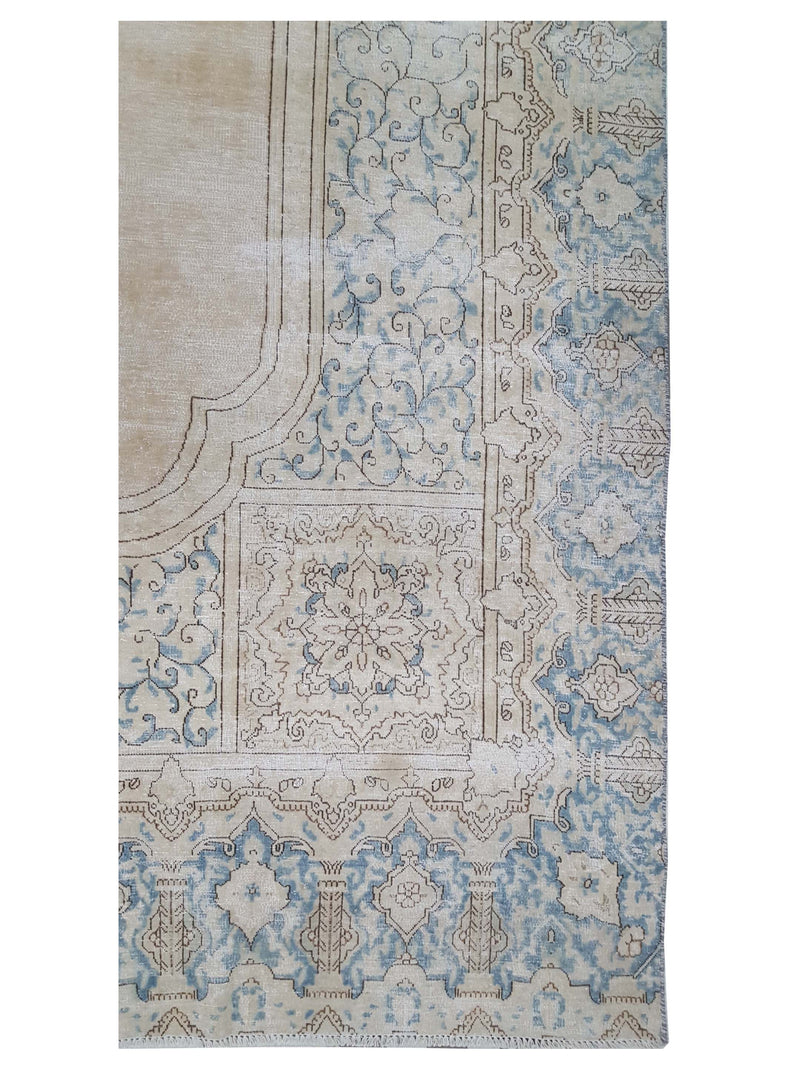 Pacific Vintage 43498 Ivory Blue Vintage Hand Knotted Rug