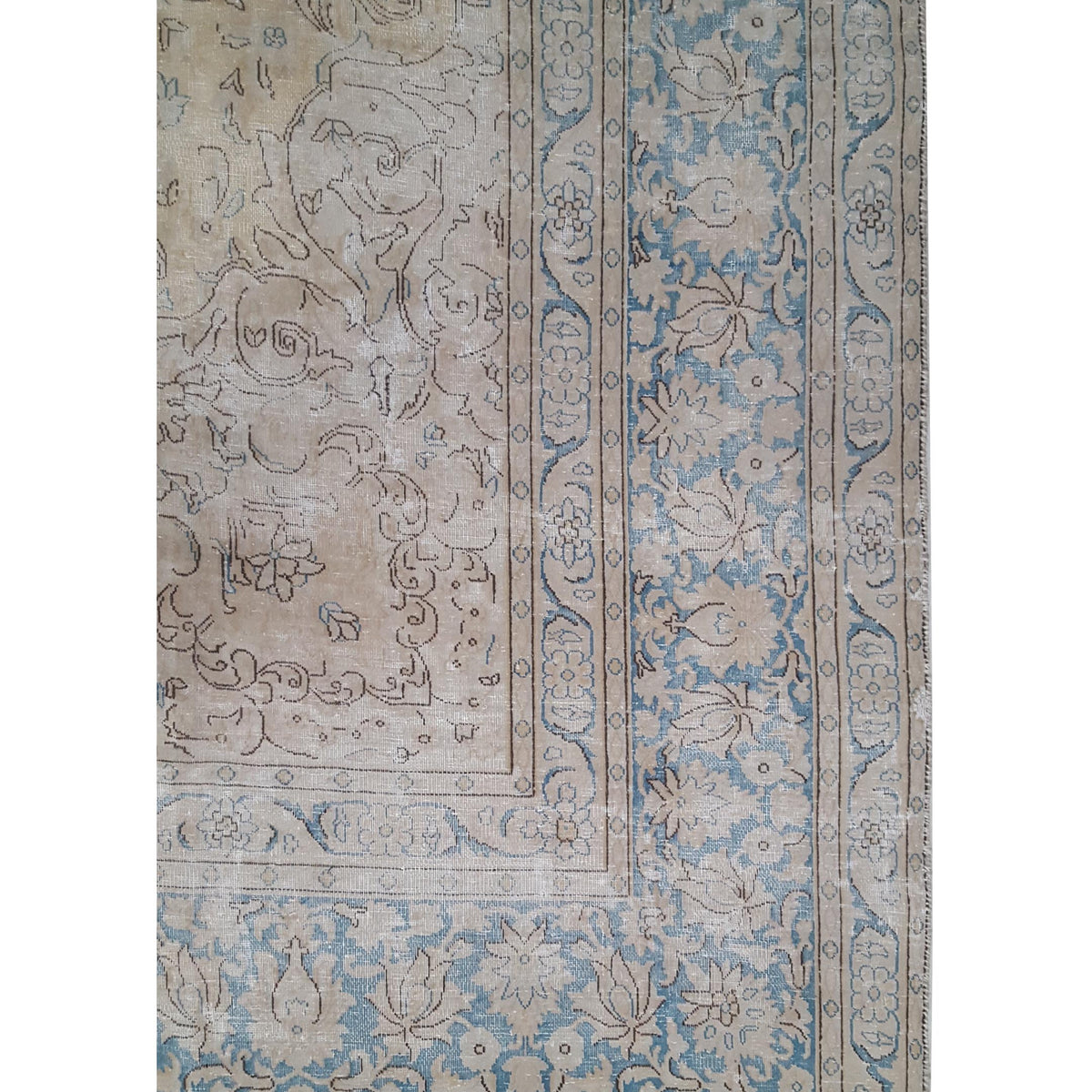 Pacific Vintage 43504 Ivory Teal Vintage Hand Knotted Rug