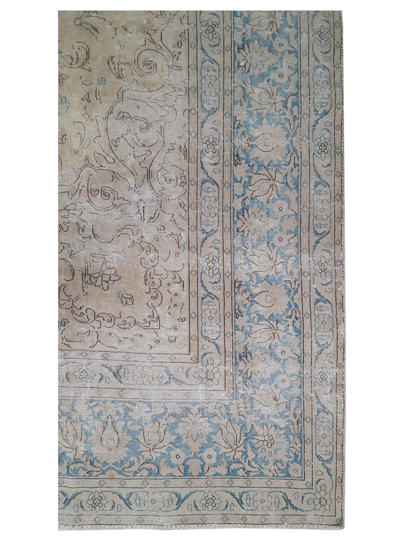 Pacific Vintage 43504 Ivory Teal Vintage Hand Knotted Rug
