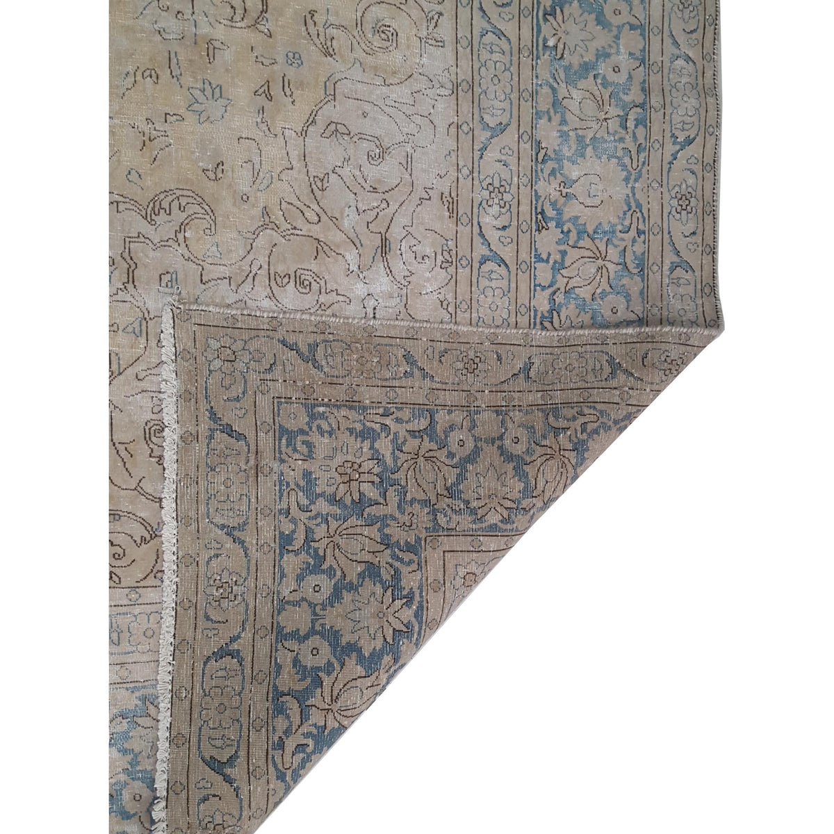 Pacific Vintage 43504 Ivory Teal Vintage Hand Knotted Rug