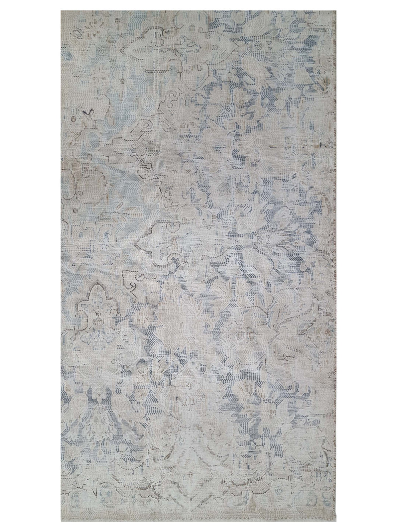Pacific Vintage 43508 Ivory Blue Vintage Hand Knotted Rug