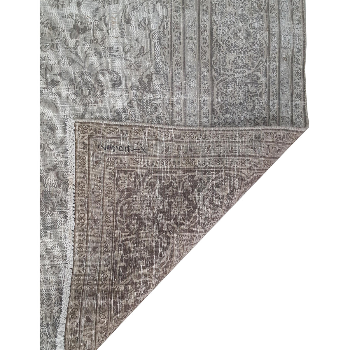 Pacific Vintage 43527 Ivory Khaki Vintage Hand Knotted Rug