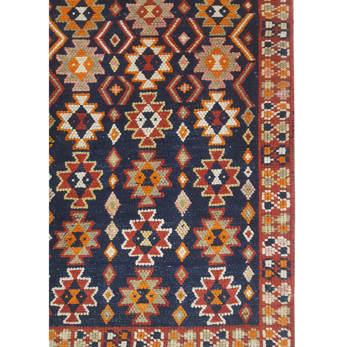 Pacific Kurdish 43541 Black Orange Traditional Hand Knotted Rug