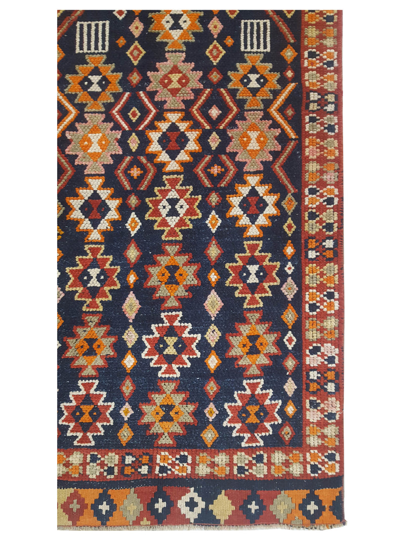 Pacific Kurdish 43541 Black Orange Traditional Hand Knotted Rug