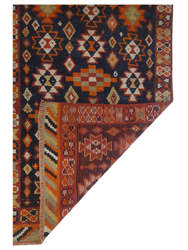 Pacific Kurdish 43541 Black Orange Traditional Hand Knotted Rug