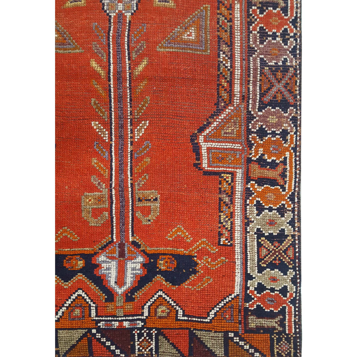 Pacific Kurdish 43542 Orange Navy Traditional Hand Knotted Rug