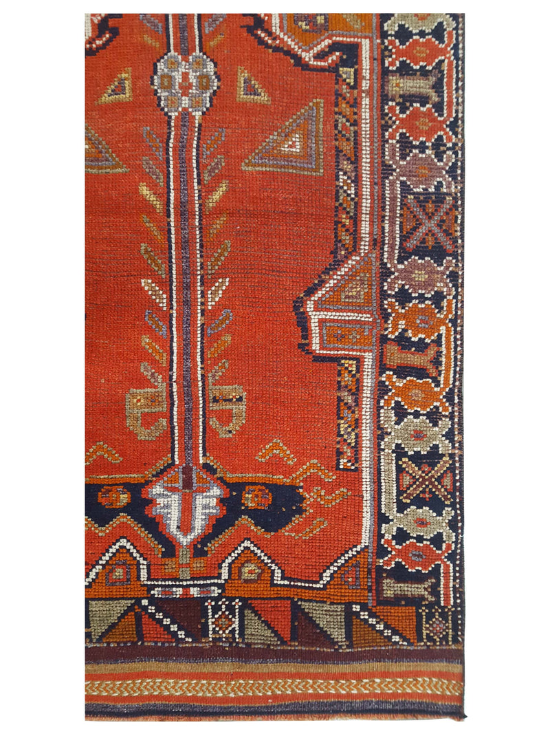 Pacific Kurdish 43542 Orange Navy Traditional Hand Knotted Rug