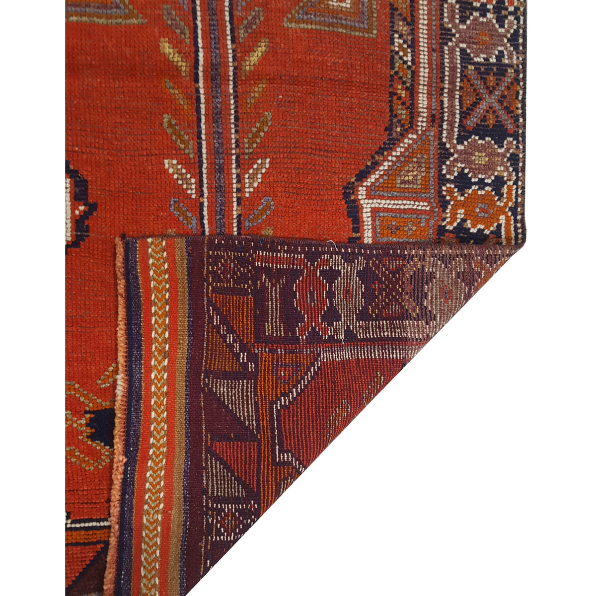 Pacific Kurdish 43542 Orange Navy Traditional Hand Knotted Rug