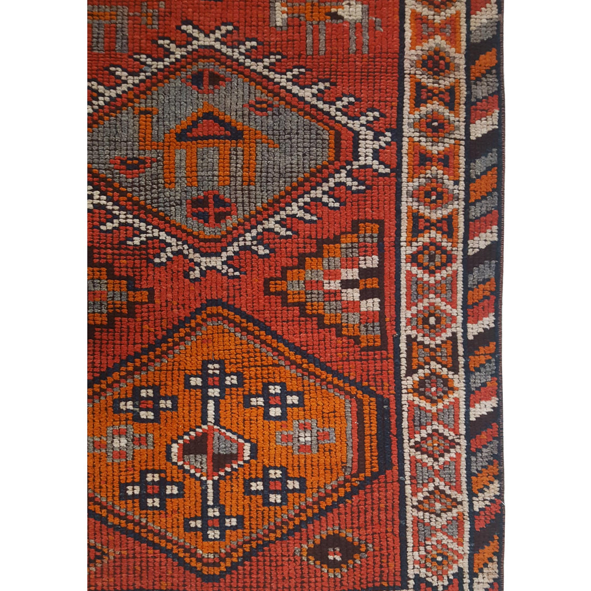 Pacific Kurdish 43543 Orange Ivory Traditional Hand Knotted Rug