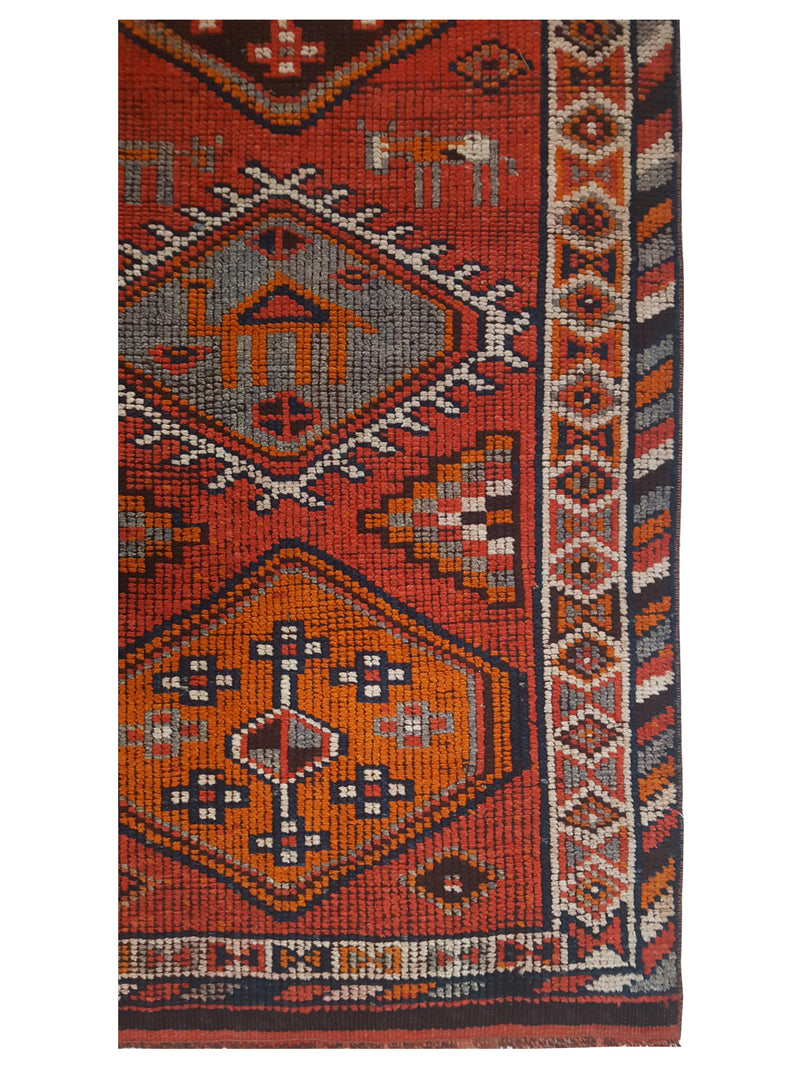 Pacific Kurdish 43543 Orange Ivory Traditional Hand Knotted Rug