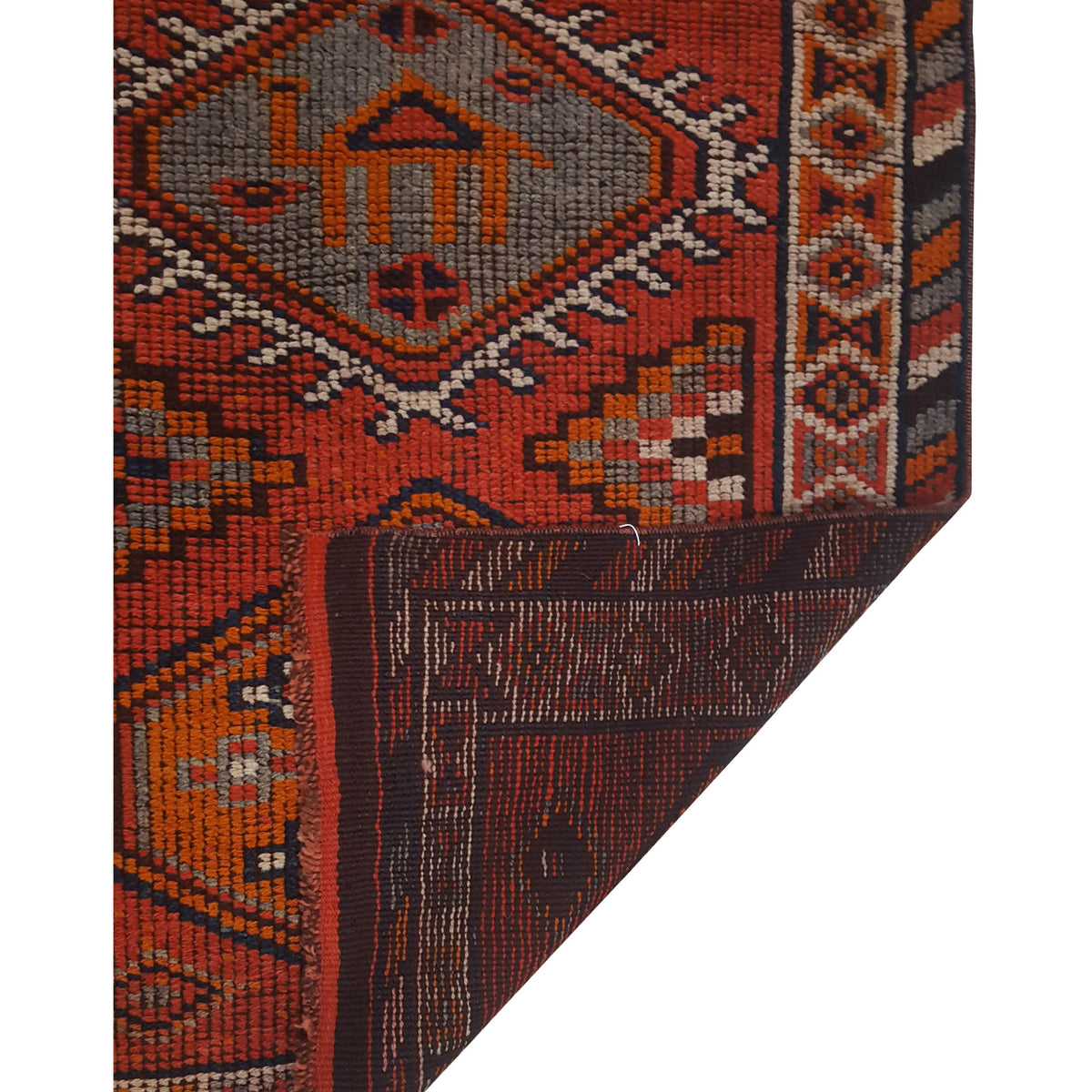 Pacific Kurdish 43543 Orange Ivory Traditional Hand Knotted Rug
