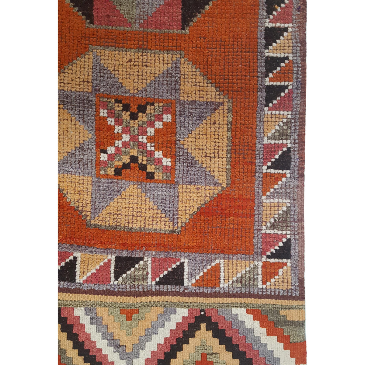 Pacific Kurdish 43546 Orange Navy Traditional Hand Knotted Rug
