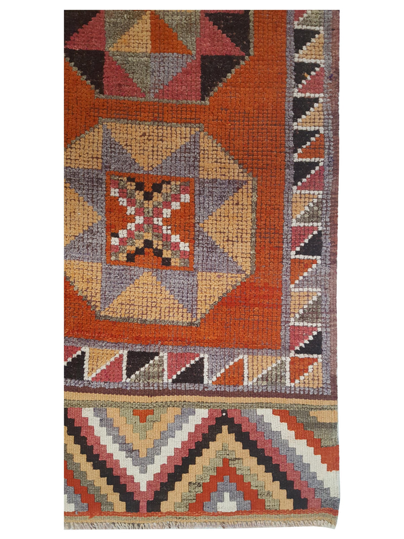 Pacific Kurdish 43546 Orange Navy Traditional Hand Knotted Rug