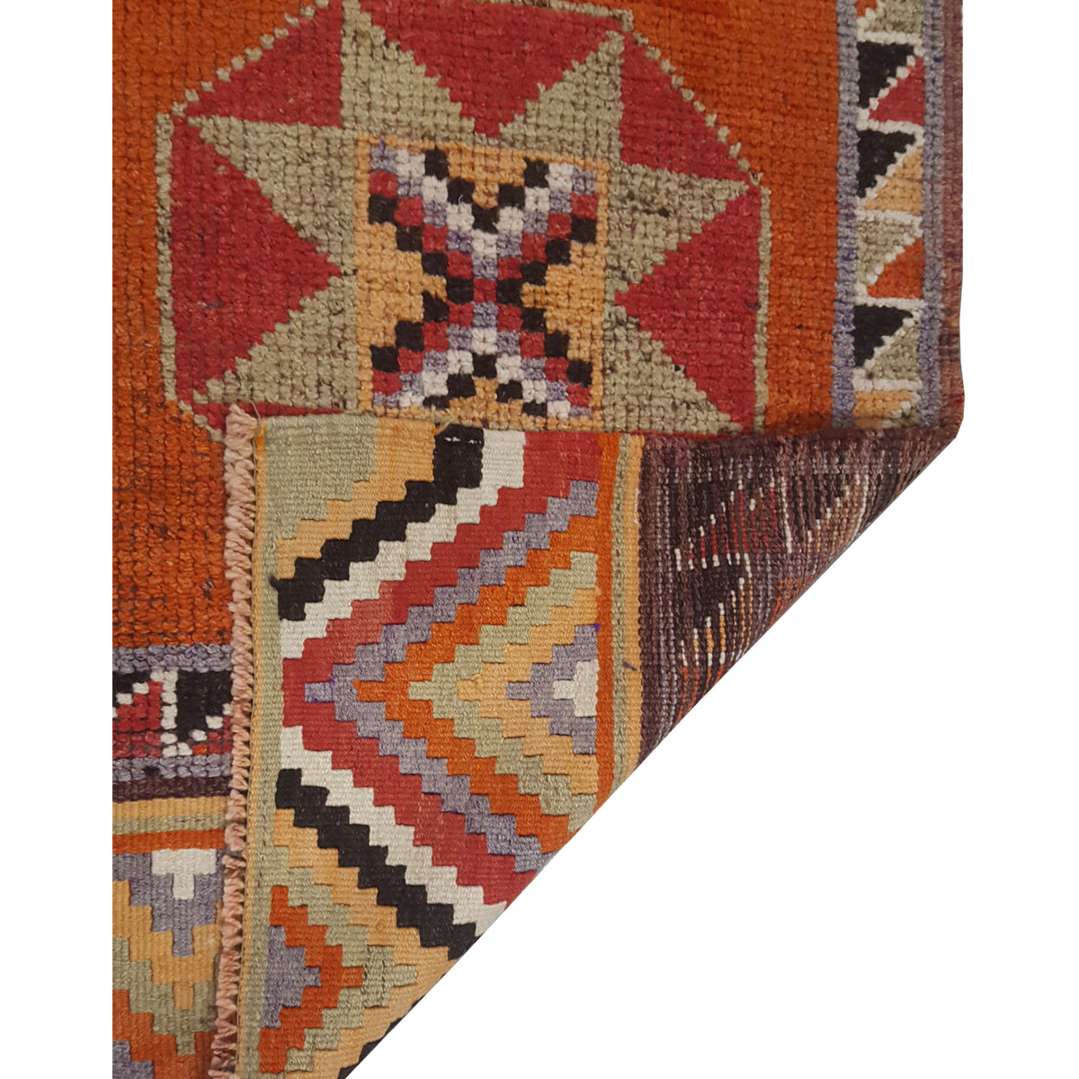 Pacific Kurdish 43546 Orange Navy Traditional Hand Knotted Rug