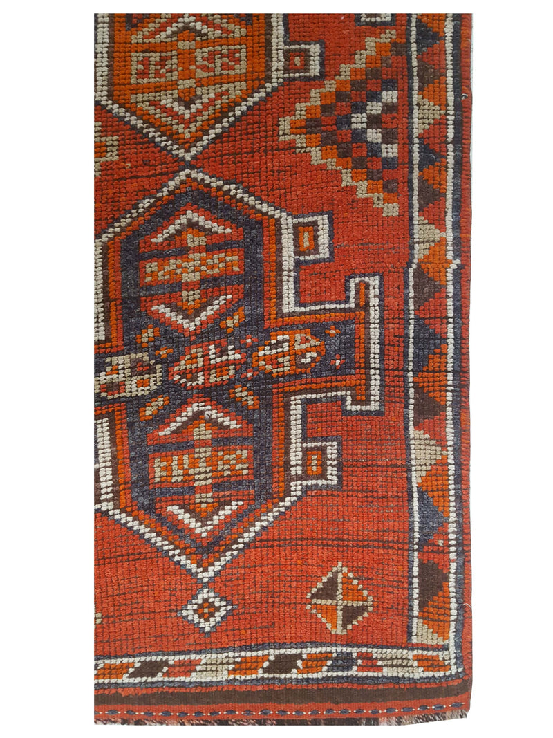 Pacific Kurdish 43548 Orange Blue Traditional Hand Knotted Rug