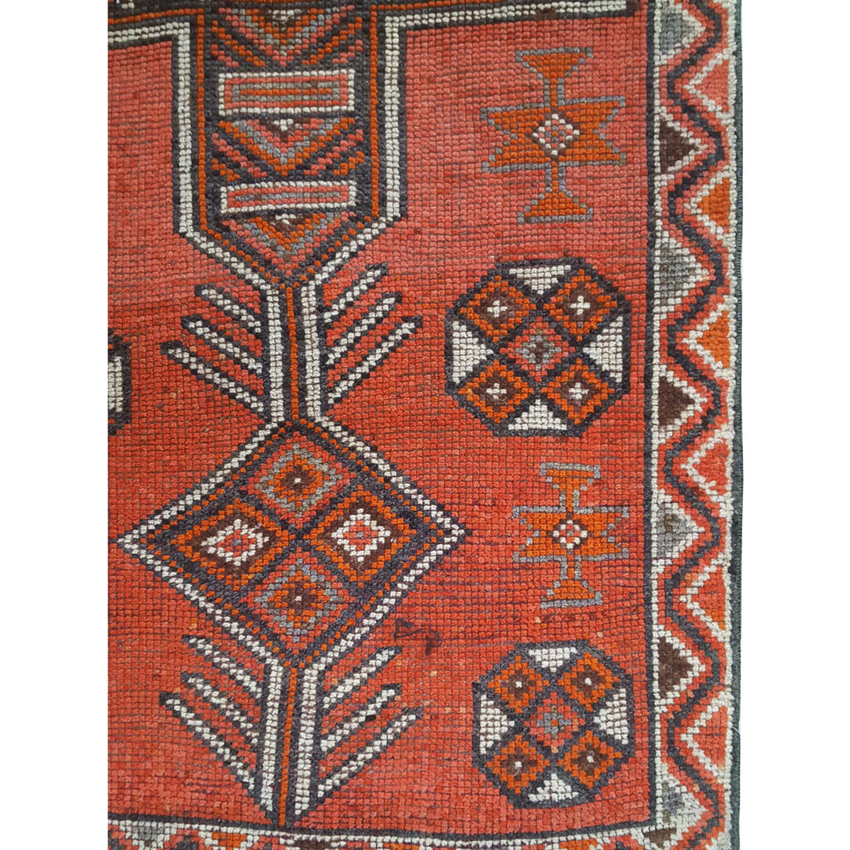 Pacific Kurdish 43550 Orange Charcoal Traditional Hand Knotted Rug